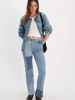 Levi’s Wedgie Patchwork Bootcut Jeans High Rise Colorblock Denim NWT